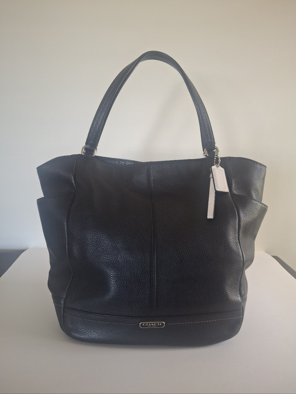 COACH Park Leather North South Tote in Black